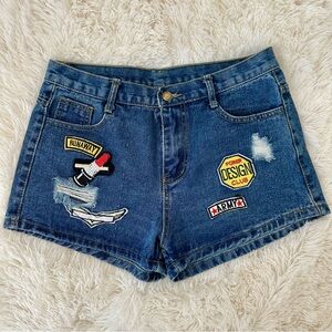 Denim Patchwork Women’s Blue Jean Shorts Size: Large